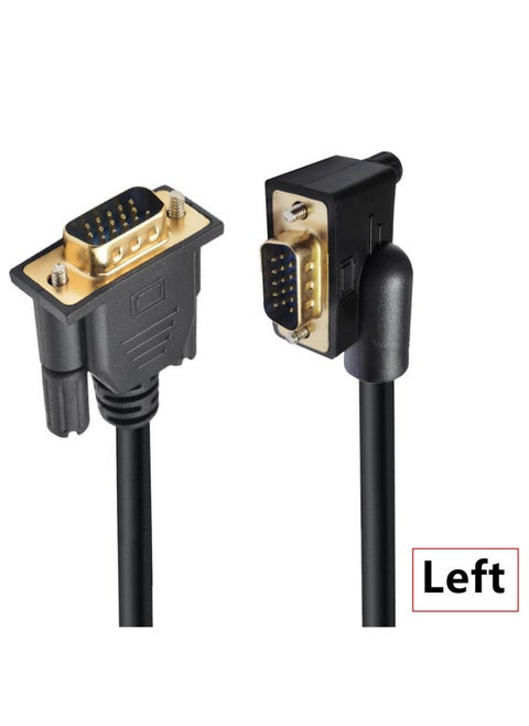 Gold-plated VgaLine Computer Monitor Cable HD Host Supermarket Cash Register Display Video Data Cable-Color:Male Straight To Left Bend-Line Length:50cm