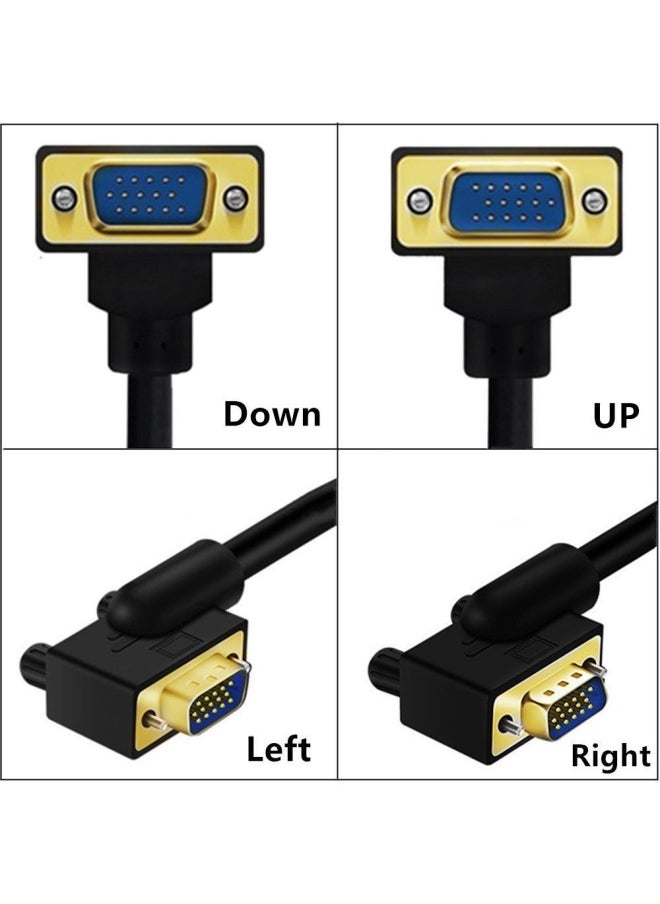 Generic - Gold-plated VgaLine Computer Monitor Cable HD Host Supermarket Cash Register Display Video Data Cable-Color:Male Straight To Left Bend-Line Length:50cm - Image 1