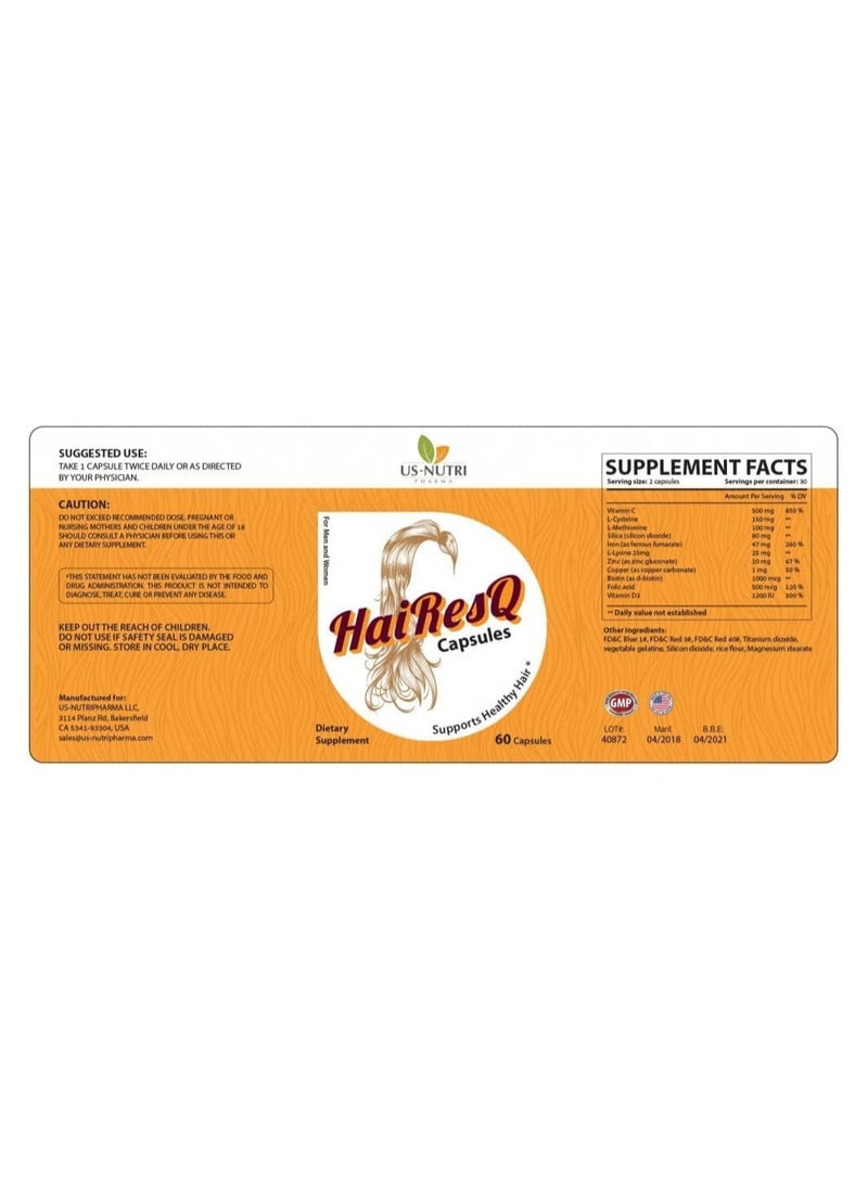 Capsule - Nutritional supplement to strengthen hair loss from Hare Riske 60 capsules for hair and skin - Image 1