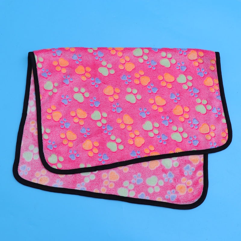 2 pcs Pet Carpet Coral Small Printed Pet Dog Blanket Cushion Sleep Mat (60x40cm, Random Hemming Color) - Image 2