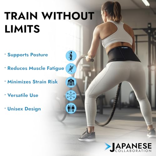 GoChamps Premium Neoprene Lower Back Support with Adjustable Straps, Breathable Lumbar Waist Belt for Gym, Sports and Daily Use, Japanese Collaboration, Large (85-95 cm, Pack Of 1) - Image 4