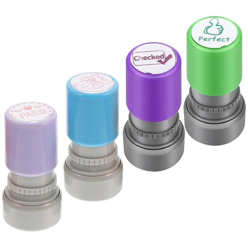 DOITOOL 4pcs Stampers Set With Random Color Vibrant Photosensitive Ink Portable Classroom Reward Stamps For Elementary Students Educational Craft Supplies For Teachers - Image 2