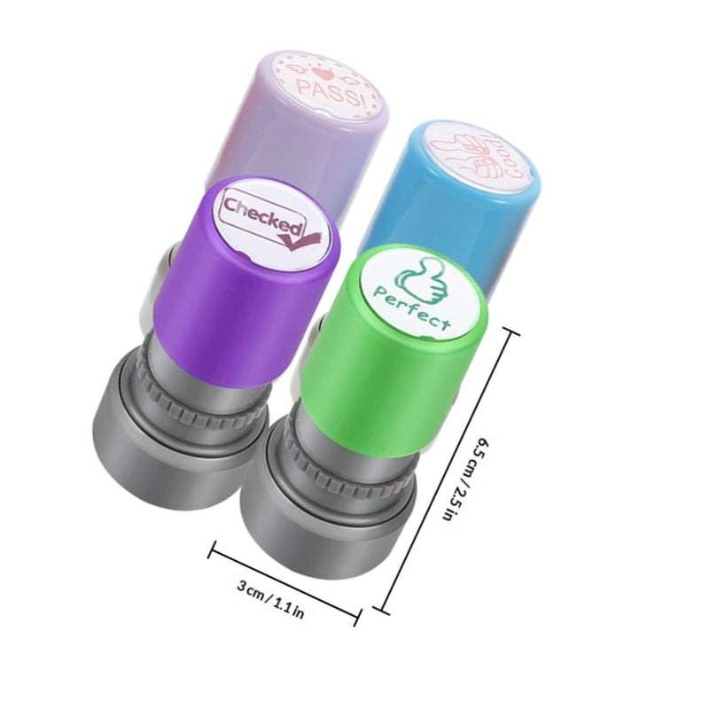 DOITOOL 4pcs Stampers Set With Random Color Vibrant Photosensitive Ink Portable Classroom Reward Stamps For Elementary Students Educational Craft Supplies For Teachers - Image 3