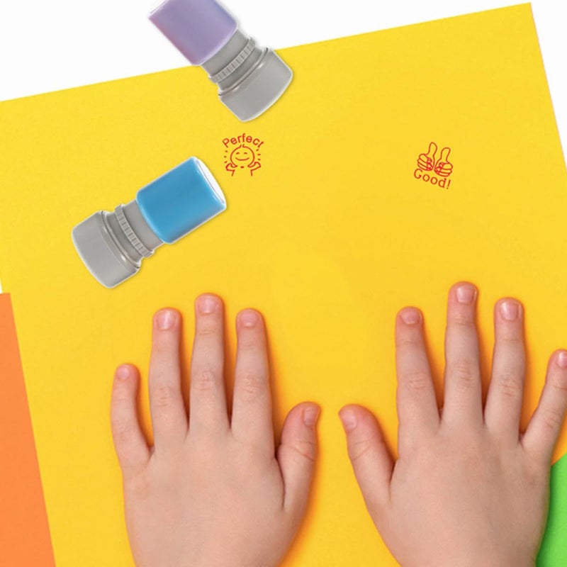 DOITOOL 4pcs Stampers Set With Random Color Vibrant Photosensitive Ink Portable Classroom Reward Stamps For Elementary Students Educational Craft Supplies For Teachers - Image 5
