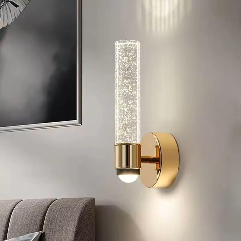 Lamp master Lampmaster Luxury Crystal Bubble Wall Light | Gold Finish LED Sconce with 3 Color Modes | Modern Up/Down Mount Wall Lamp for Interior Decoration, Living Room, Bedroom, Hall, Home Decor | Pack of 1 - Image 1