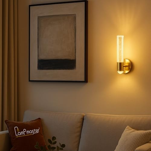 Lamp master Lampmaster Luxury Crystal Bubble Wall Light | Gold Finish LED Sconce with 3 Color Modes | Modern Up/Down Mount Wall Lamp for Interior Decoration, Living Room, Bedroom, Hall, Home Decor | Pack of 1 - Image 2