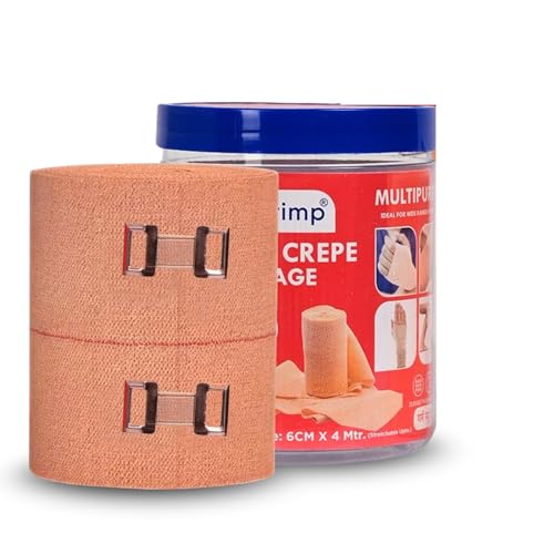 Dr.Trimp Cotton Crepe Bandage 6cm X 4mtr with Flexible Clips | Pain Relief Garam Patti for Injury & Muscle Compression | Ideal for Hand, Leg, Wrist, Knee, Ankle, Thigh | Pack of 1 - Image 1