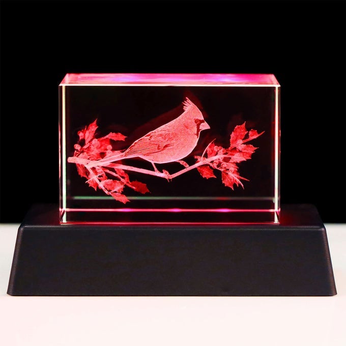 CRYSTAL CARDINAL GIFTS FOR WOMEN MAN 3D LASER ENGRAVED RED CARDINAL FIGURINE DECOR NIGHT LIGHT CHRISTMAS SYMPATHY GIFTS