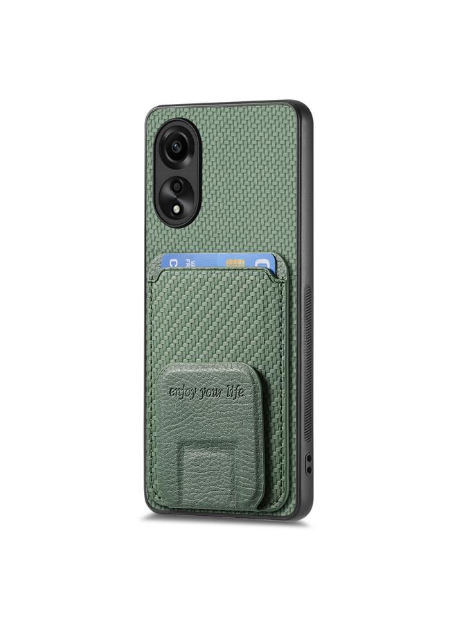 اس-توب جراب هاتف OPPO F19 Pro مصنوع من ألياف الكربون وحقيبة بطاقات قابلة للطي - Image 3