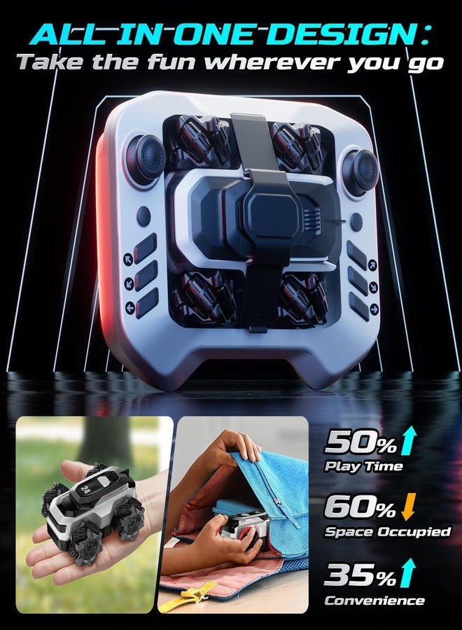 سيارة شارفي وورلد للتحكم عن بعد للأطفال، سيارة صغيرة محمولة تعمل بالتحكم عن بعد مع دوران 360 درجة، قيادة على جميع أنواع التضاريس وفي الماء، إطارات مزدوجة (متعددة الاتجاهات وبرمائية)، شاحنة حركات بهلوانية رباعية الدفع بتردد 2.4 جيجاهرتز، هدية للأولاد والبنات - Image 5