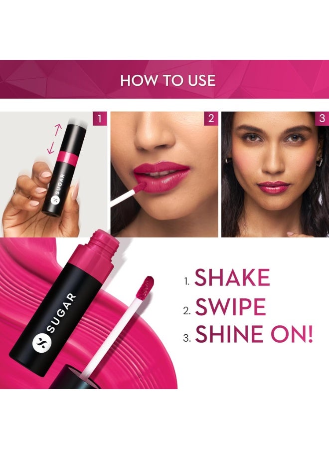 شوجر كوزماتيكس أحمر شفاه لامع مقاوم للتلألؤ من SUGAR Cosmetics Partner In Shine | يدوم حتى 24 ساعة | مقاوم للتلطخ والتلطيخ - 3 مل - 01 لون الشمبانيا بالقرفة - Image 3