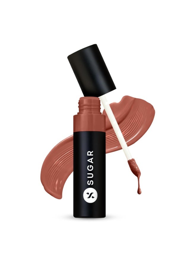 شوجر كوزماتيكس أحمر شفاه لامع مقاوم للتلألؤ من SUGAR Cosmetics Partner In Shine | يدوم حتى 24 ساعة | مقاوم للتلطخ والتلطيخ - 3 مل - 01 لون الشمبانيا بالقرفة - Image 1