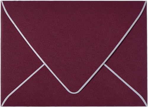 AZAZA A7 Burgundy Envelopes 5 x 7 With Silver Border - V flap, Quick Self Seal, | Perfect for 5x7 Cards, Weddings, Invitations, Graduation, Baby Shower | 5.25" x 7.25" | 50 Pack (Burgundy-Silver Border) - Image 1