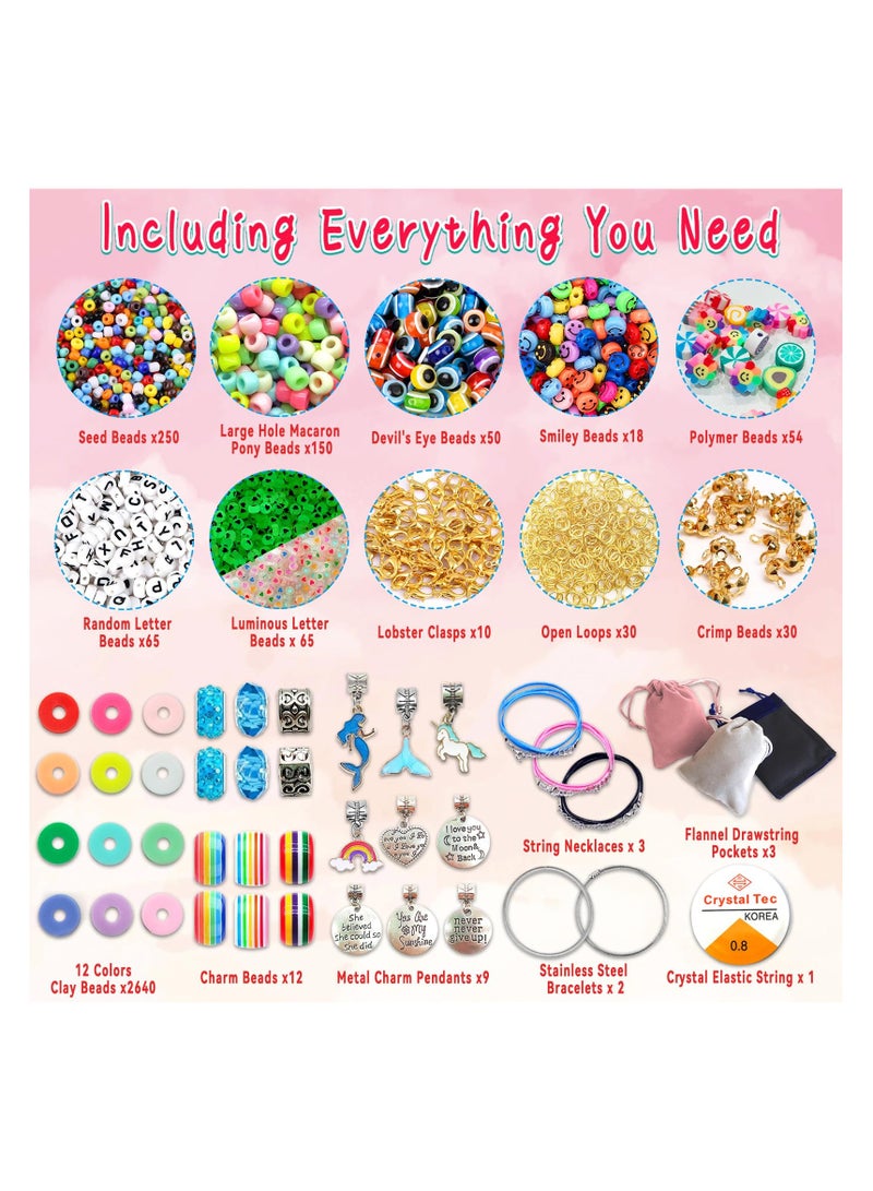 Mitoy 3400pcs Girls Toys Bracelet Making Kit, Charm Jewelry Making Kit Supplies, Unicorn/Mermaid Crafts Birthday Gifts for Girls Ages 5 6 7 8 9 10 11 12 Years Old - Image 3
