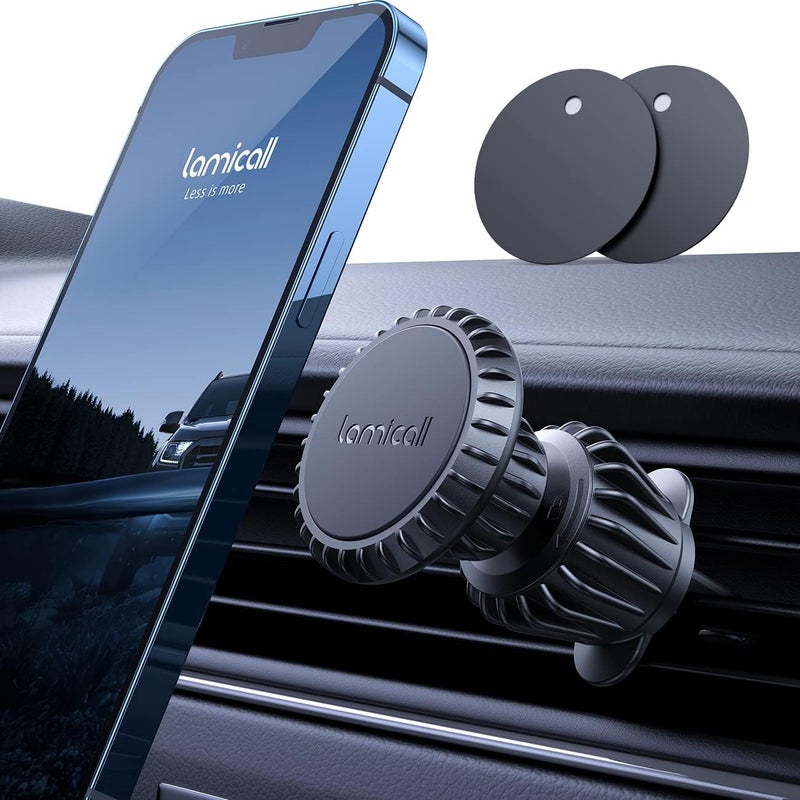 Lamicall Magnetic Car Phone Holder Vent with 6X N52 Strong Magnets - 360 Rotating Air Vent Cradle for All Smartphones - Image 1