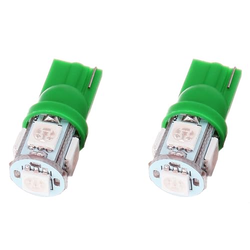 cciyu 194 Extremely Bright:LED Bulbs T10 5-5050-SMD Light Lamp License Plate Light Lamp Wedge T10 168 2825 W5W Green Pack of 2 - Image 1