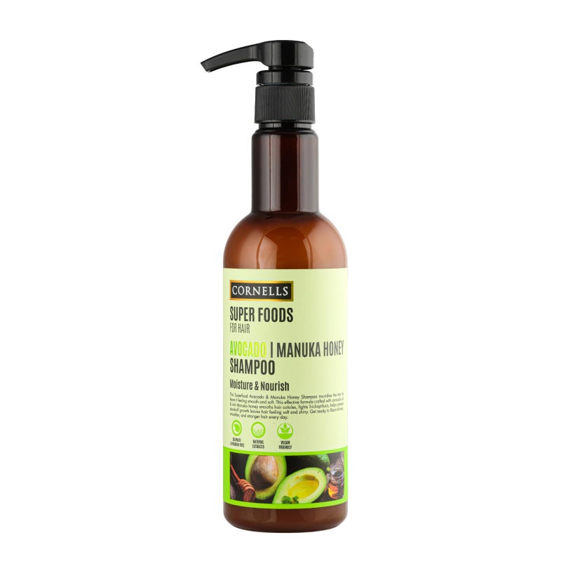 CORNELLS WELLNESS Cornells Super Foods For Hair Avocado Manuka Honey Shampoo 500ml | For Men & Women | Moisture | Nourish | Sulphate & Paraben Free | Hair Care - Image 1