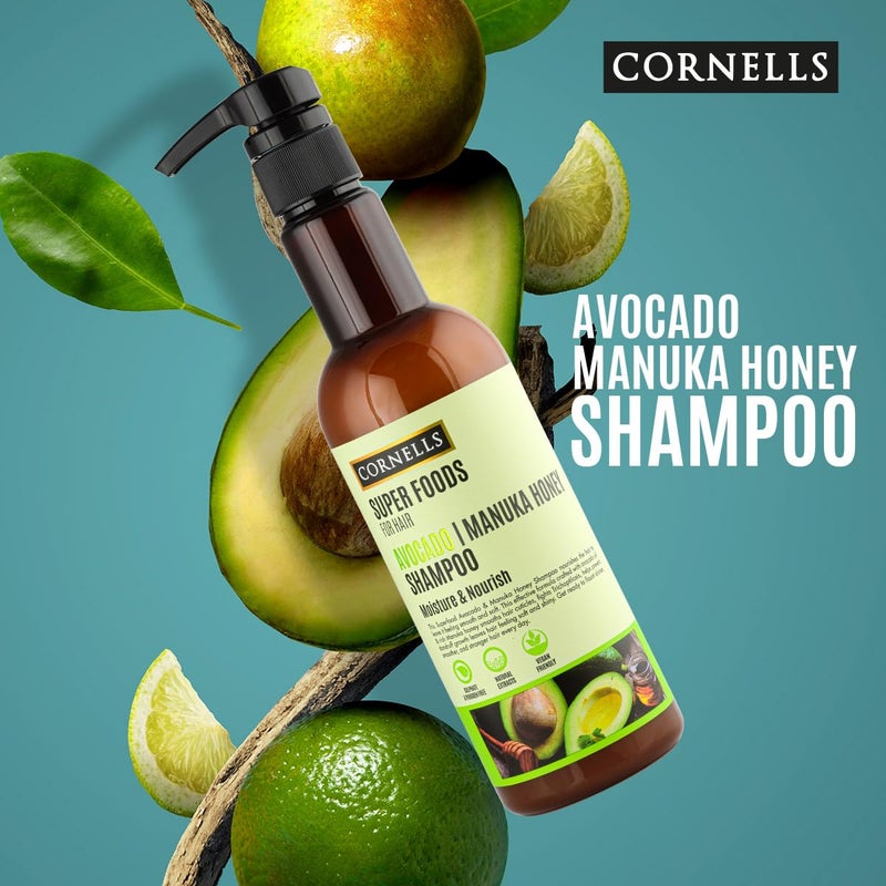 CORNELLS WELLNESS Cornells Super Foods For Hair Avocado Manuka Honey Shampoo 500ml | For Men & Women | Moisture | Nourish | Sulphate & Paraben Free | Hair Care - Image 2