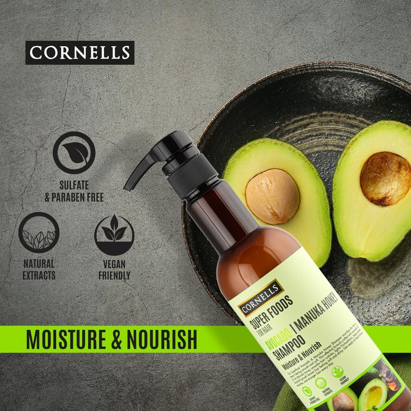 CORNELLS WELLNESS Cornells Super Foods For Hair Avocado Manuka Honey Shampoo 500ml | For Men & Women | Moisture | Nourish | Sulphate & Paraben Free | Hair Care - Image 3