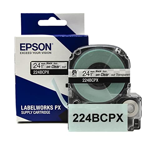 LABELWORKS Epson LABELWORKS 224BCPX Genuine PET (Polyester) Tape Cartridge - Black on Clear Label Maker Tape - 1" (24MM) Wide, 30' - Image 5