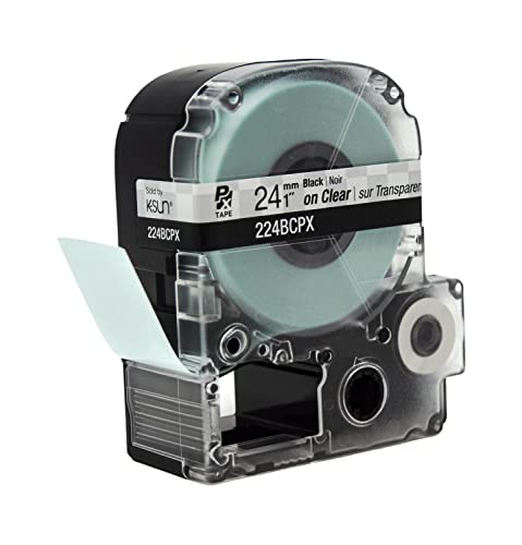 LABELWORKS Epson LABELWORKS 224BCPX Genuine PET (Polyester) Tape Cartridge - Black on Clear Label Maker Tape - 1" (24MM) Wide, 30' - Image 4