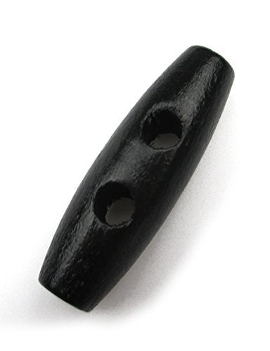 ALL in ONE 50pcs Black 2 Hole Scrapbooking Sewing Wood Toggle Buttons Stained Chery Oval 35x11mm(1-3/8x7/16”) - Image 3