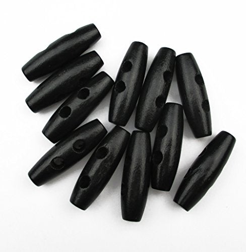 ALL in ONE 50pcs Black 2 Hole Scrapbooking Sewing Wood Toggle Buttons Stained Chery Oval 35x11mm(1-3/8x7/16”) - Image 4