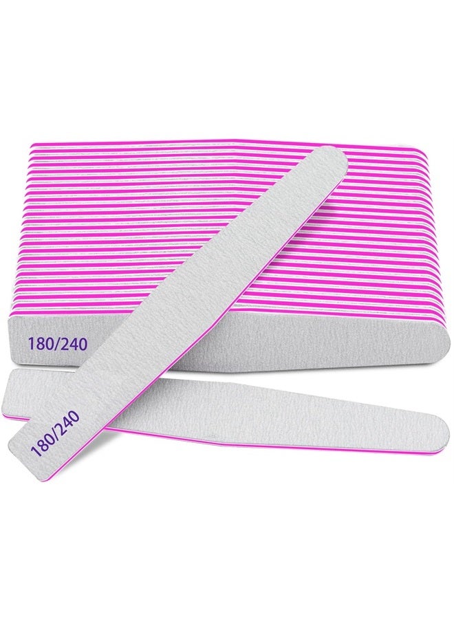 BLESWIN Professional Nail Files, Emery Board Nail File for Natural Nails 100/180/240 Grit Nail Files for Acrylic Nails 12pcs Fine Grit Nail File Manicure Tools Coarse Fingernail Files (180/240 Grit) - Image 1