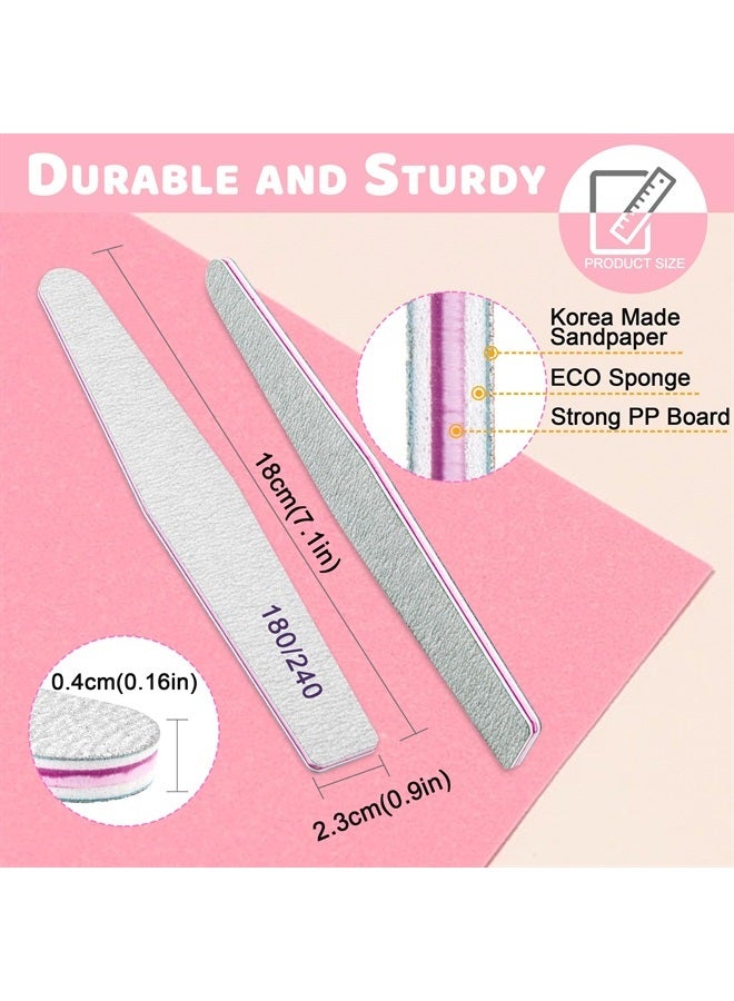 BLESWIN Professional Nail Files, Emery Board Nail File for Natural Nails 100/180/240 Grit Nail Files for Acrylic Nails 12pcs Fine Grit Nail File Manicure Tools Coarse Fingernail Files (180/240 Grit) - Image 2