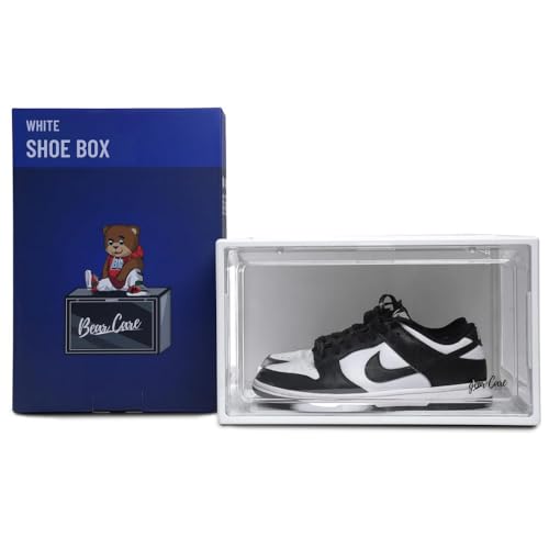 Bear Care Sneaker Box White (Pack of 1) | Front-Opening, Heavy-Duty | Stackable Shoe Storage Organizer Crate with Magnetic Closure | Clear Sneaker Display & Dust-Proof Access Container - Image 1
