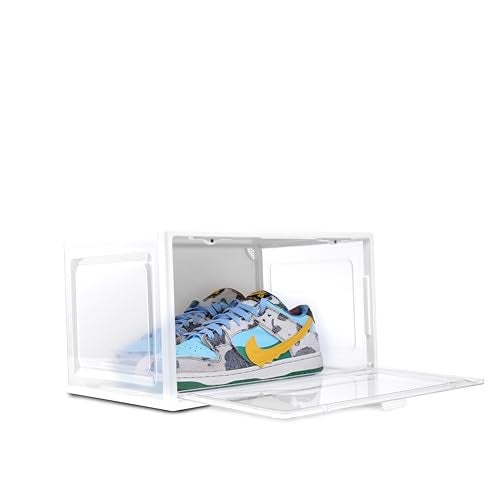 Bear Care Sneaker Box White (Pack of 1) | Front-Opening, Heavy-Duty | Stackable Shoe Storage Organizer Crate with Magnetic Closure | Clear Sneaker Display & Dust-Proof Access Container - Image 2