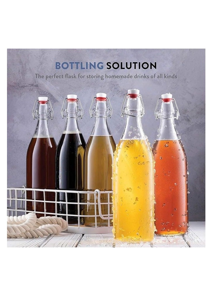 هوم زون هوم زون مجموعة من 2 قطع زجاجة زجاجية للزيت والماء والخل قابلة لاعادة الاستخدام ضمن مع غطاء متحرك، (1 لتر) - Image 2