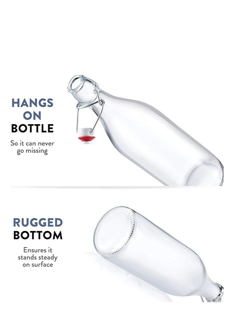 هوم زون هوم زون مجموعة من 2 قطع زجاجة زجاجية للزيت والماء والخل قابلة لاعادة الاستخدام ضمن مع غطاء متحرك، (1 لتر) - Image 3