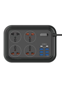 MOXOM Power Strip with 4 Anti Static Sockets, 6 USB, 2 Type C Ports, 2 Meter Length, Black MX-ST06  - Image 2