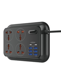 MOXOM Power Strip with 4 Anti Static Sockets, 6 USB, 2 Type C Ports, 2 Meter Length, Black MX-ST06  - Image 4