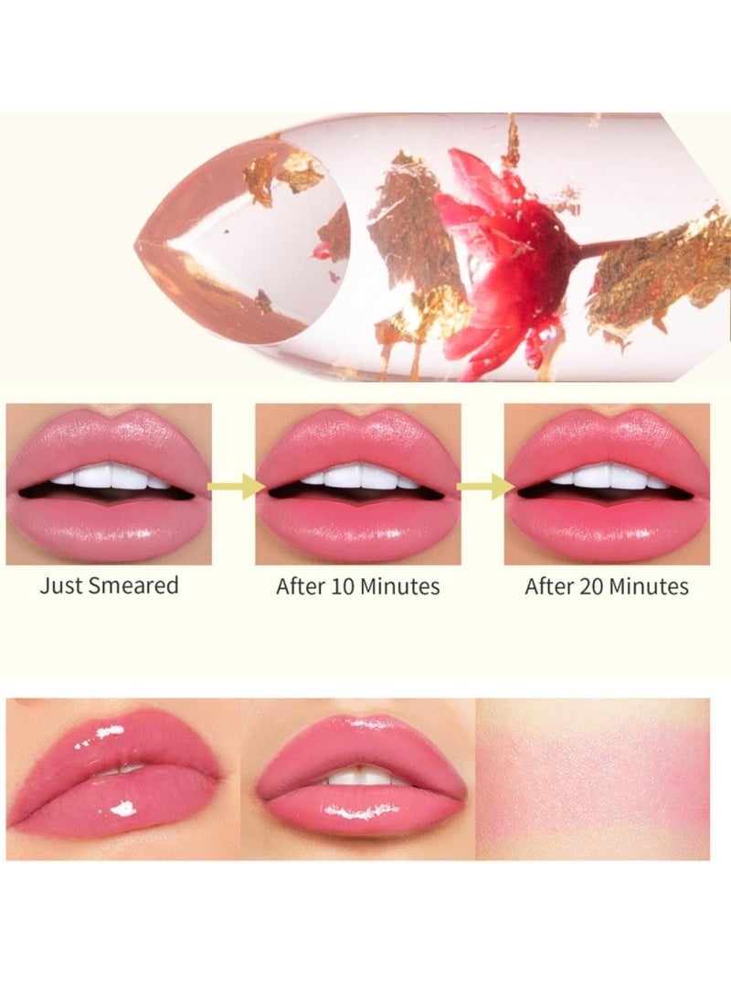 HelloKiss Jelly Flowers Color Changing Lipstick Temperature Lip Color Changing Gloss Lipstick Lasting Moisturizer Color Change Lip Balm Moisturizing Tinted Lip Gloss for Women 02 - Image 2