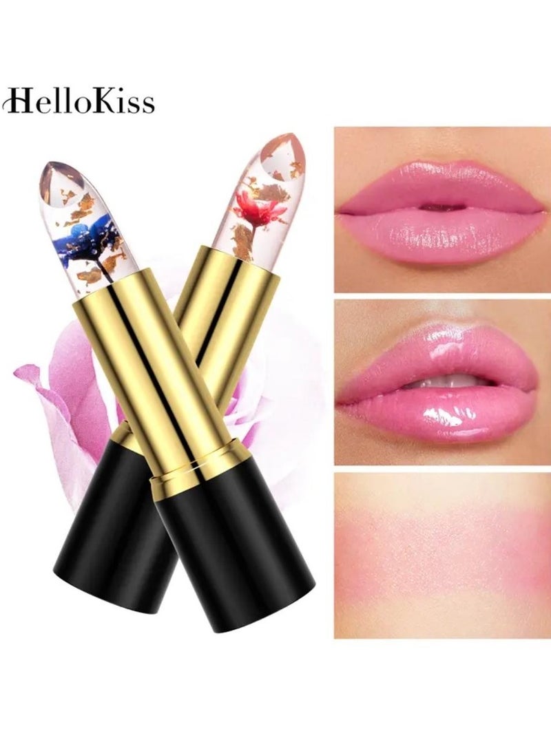 HelloKiss Jelly Flowers Color Changing Lipstick Temperature Lip Color Changing Gloss Lipstick Lasting Moisturizer Color Change Lip Balm Moisturizing Tinted Lip Gloss for Women 02 - Image 3