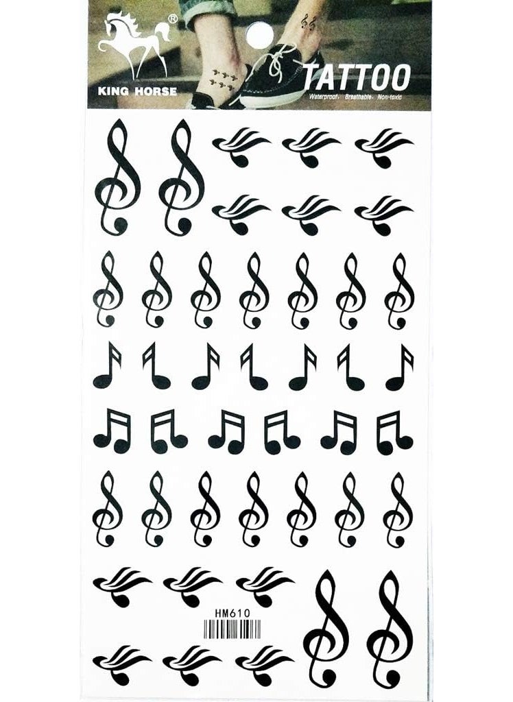 PP TATTOO - 1 Sheet Musical notes words symbols Tattoos Body Art Stickers Color Flash Fake Waterproof Tattoo Stickers for Women Men - Image 1