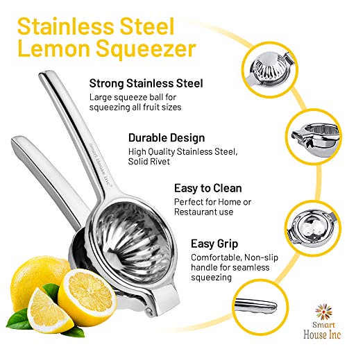 SP HOME GOODS Extra-Large Stainless Steel Lemon Squeezer - Manual Fruit Juicer with Seeds and Pulp Filter - Metal Juicer Press for Juicing Lemons, Limes, Oranges, and Pomegranate - Image 2