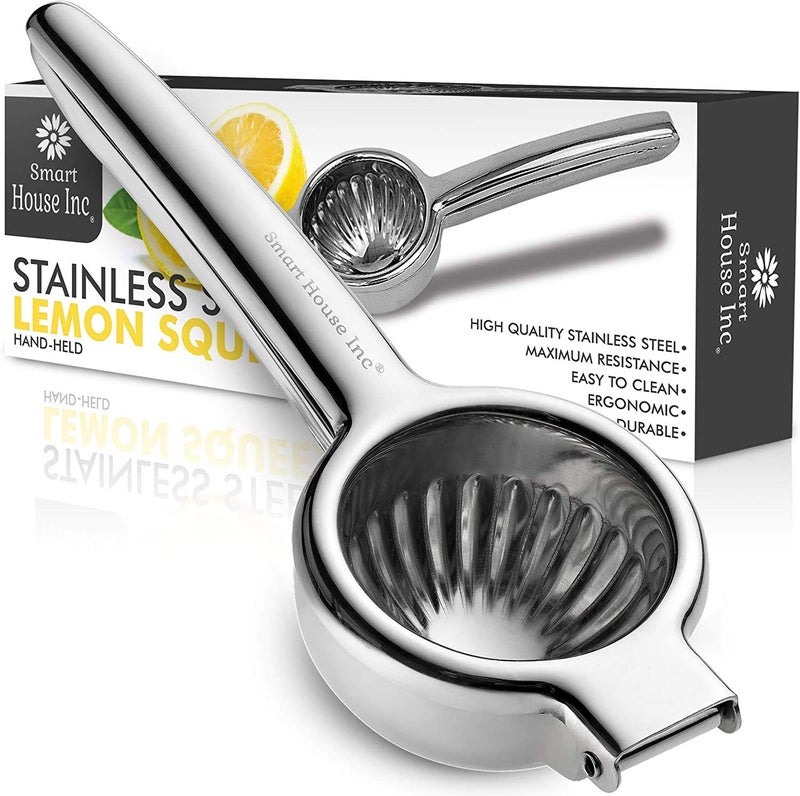 SP HOME GOODS Extra-Large Stainless Steel Lemon Squeezer - Manual Fruit Juicer with Seeds and Pulp Filter - Metal Juicer Press for Juicing Lemons, Limes, Oranges, and Pomegranate - Image 1