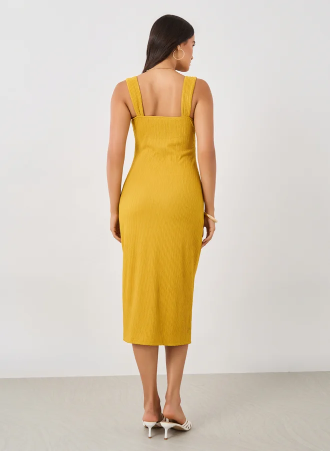 Styli Ribbed Bodice Midi Dress