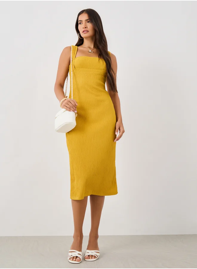 ستايلي Styli Solid Strappy Bodycon Midi Dress