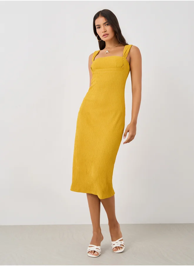 ستايلي Styli Solid Strappy Bodycon Midi Dress