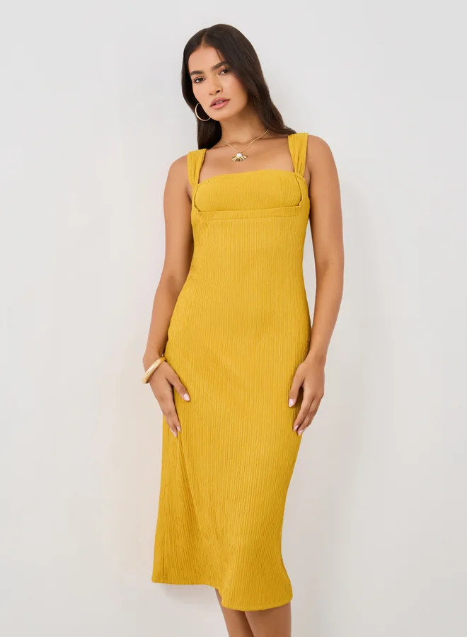 Styli Ribbed Bodice Midi Dress