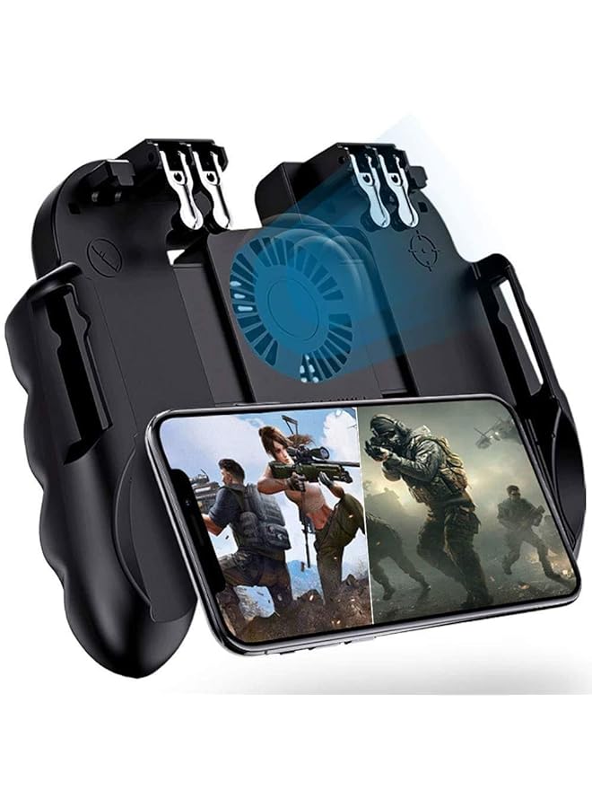 DD 4 Trigger وحدة تحكم ألعاب الهاتف المحمول مع مروحة تبريد لـ Pubg Call Of Duty Fotnite 6 Finger Operation L1R1 L2R2 Gaming Grip Gamepad Mobile Controller Trigger for 4.7 6.5 بوصة Ios Android Phone - Image 1