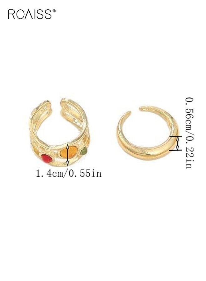 رويس خاتم مفتوح على شكل زهرة لافا السائلة بتصميم أزياء نسائية - Image 2