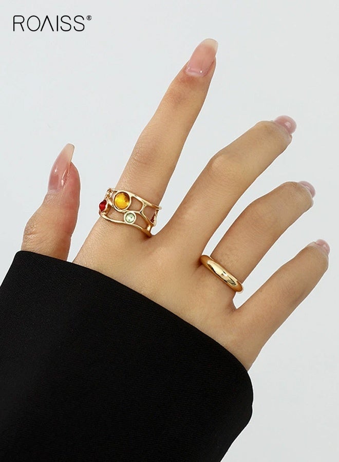 رويس خاتم مفتوح على شكل زهرة لافا السائلة بتصميم أزياء نسائية - Image 1