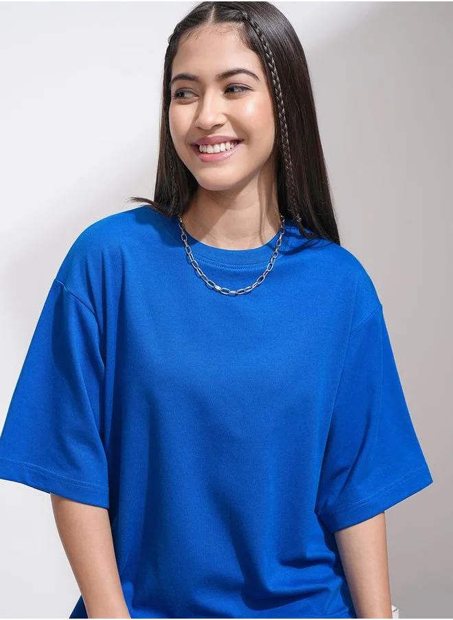 طوكيو توكيز Solid Drop Shoulder Oversized T-Shirt