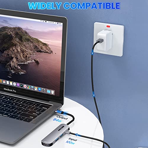 Verilux® USB C HUB 4 in 1 USB C to HDMI Adapter with 4K@30Hz HDMI, 2.0/3.0 USB Adapter Multiple Port, PD 100W & USB C Data Port USB Type C Hub for Laptop, MacBook Pro Air 20CM USB Hub Long Cable - Image 4
