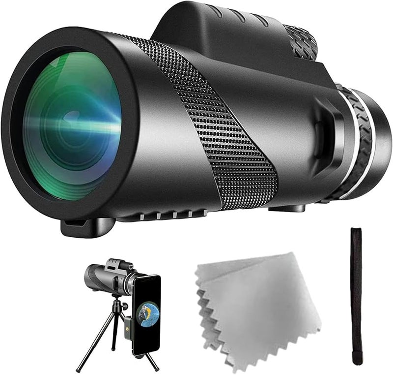 Black 80X100 High Power Outdoor Monocular Telescope For Bird Watching With Smartphone Adapter - Image 4